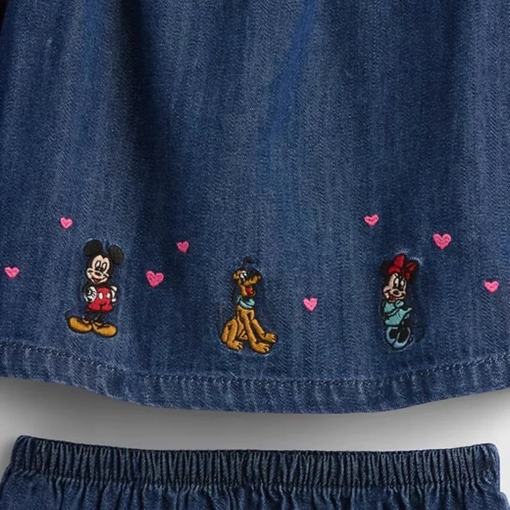 New Baby Gap x Disney Denim Outfit Set Embroidered Characters NWT 3–6M